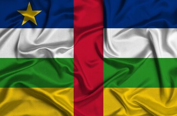 Obraz premium Digital render of the textured fabric national flag of Central African Republic