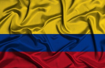 Digital render of the textured fabric national flag of Columbia