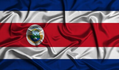 Digital render of the textured fabric national flag of Costa Rica