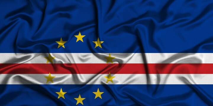 Digital render of the textured fabric national flag of Cape Verde