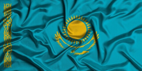 Crumpled national flag of Kazakhstan