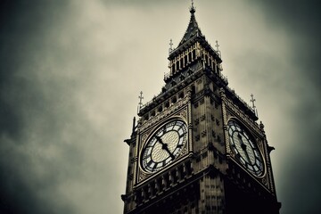 Fototapeta na wymiar majestic clock tower against a cloudy sky. Generative AI