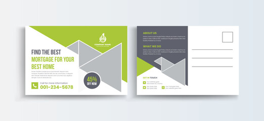 Mortgage house for sale postcard design template with creative modern layout. Invitation Design, Event Card Design, Direct Mail Template, leaflet.