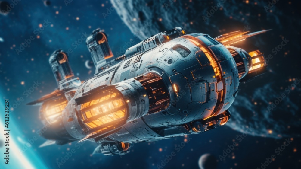 Aufkleber a space station in the middle of a planet. generative ai image.
