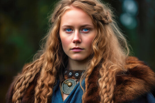 Portrait of ancient Celtic Welsh queen Boudica or Boudicca leading a revolt against Roman rule (Generative AI)