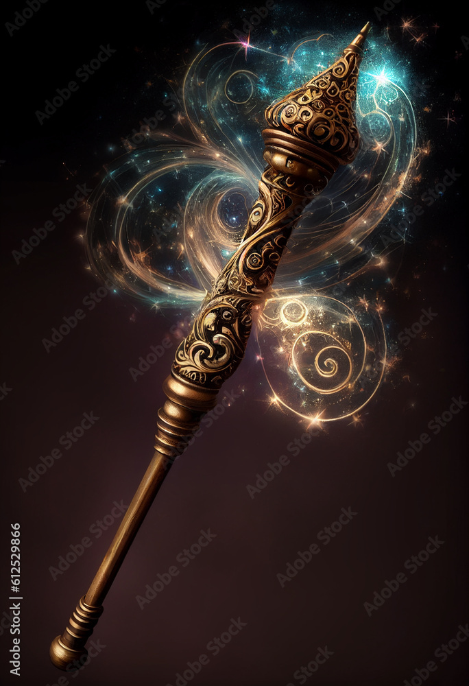 Wall mural old magic wand. ai generated