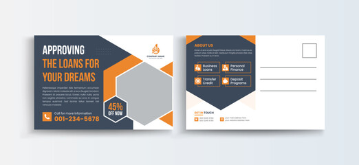 Mortgage house for sale postcard design template with creative modern layout. Invitation Design, Event Card Design, Direct Mail Template, leaflet.