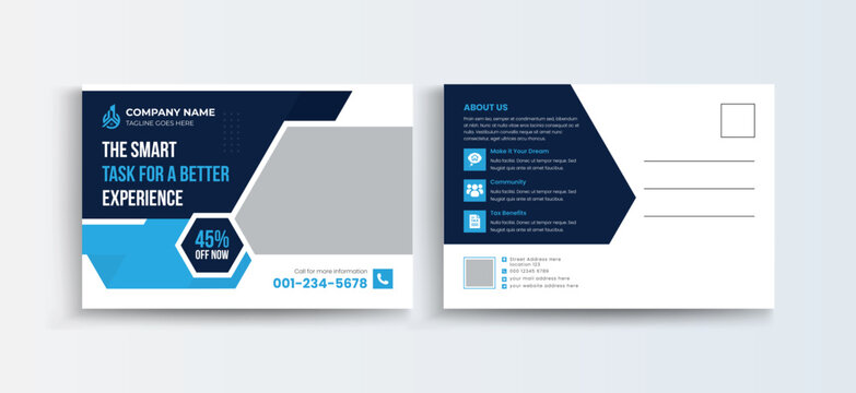 Mortgage Company Postcard Design Template With Creative Modern Layout. Home For Sale Postcard Eddm Postcard Design, Event Card Design, Direct Mail Template, Invitation Design.