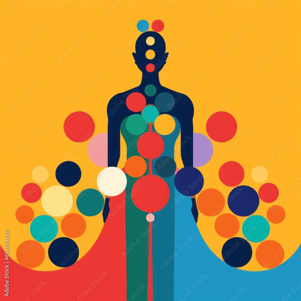 Poster a man standing in front of a colorful background. generative ai image.