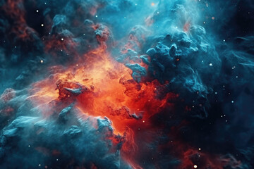 Obraz na płótnie Canvas Nebula night starry sky in rainbow colors. Multicolor outer space. Generative AI