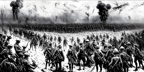 Horrors and Death of World War, Generative AI Illustration