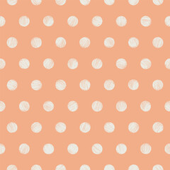 Seamless pattern with circles. Linear freehand polka dot ornament