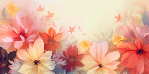 Fototapeta na wymiar Floral background banner or wallpaper, colorful spring flower mix
