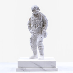 A mysterious full-body statue stands on a clear white background - generative ai.