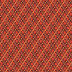 Seamless checkered pattern with multicolor lines mainly in orange and grey hues, vector as a fabric texture