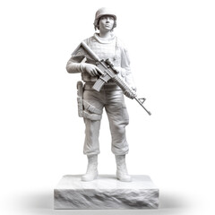 Fototapeta premium A figures stands against a white backdrop, its features crafted in intricate detail. - generative ai.