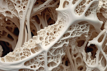 bone structure visible, micro look ,  osteoporosis, osteomalacia , bone dysplasia