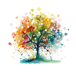 Obraz na płótnie Canvas Colorful tree abstract watercolor. Vector illustration
