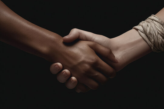 A close-up captures the supportive gesture of women holding hands, representing unity, friendship, and solidarity. Generative Ai, Ai.