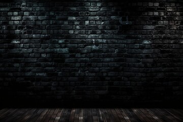 black brick wall, dark background for design | Generative AI 