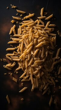Delicious Penne Pasta Photorealistic Vertical Background. Italian Cousine Traditional Meal. Ai Generated Lifelike Background with Delicious Carb-loading Penne Pasta. Generative AI