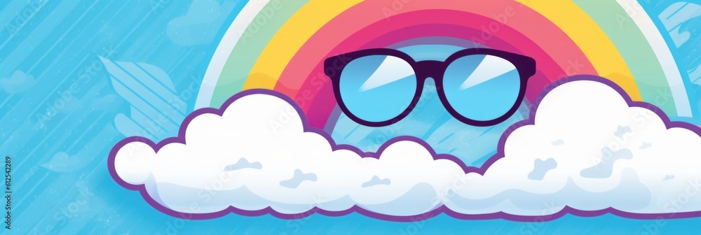 Poster a picture of a rainbow and some clouds. generative ai image.