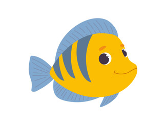 Underwater animal yellow fish concept