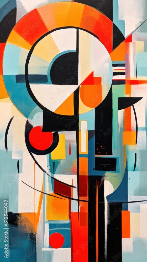 Poster a painting of a clock with a lot of colors. generative ai image.