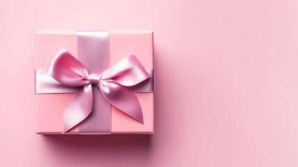 pink gift box with purple ribbon. Generative Ai. 