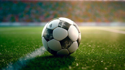 Fototapeta premium soccer ball on grass. Generative Ai. 