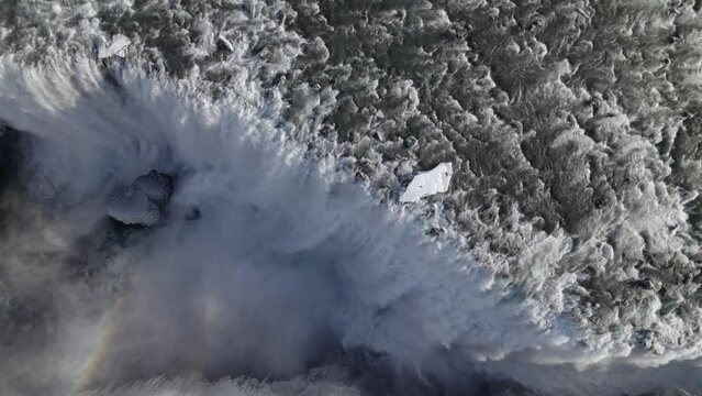 Cinematic 4k Drone Shot of the impressive Detifoss waterfall in Icleland