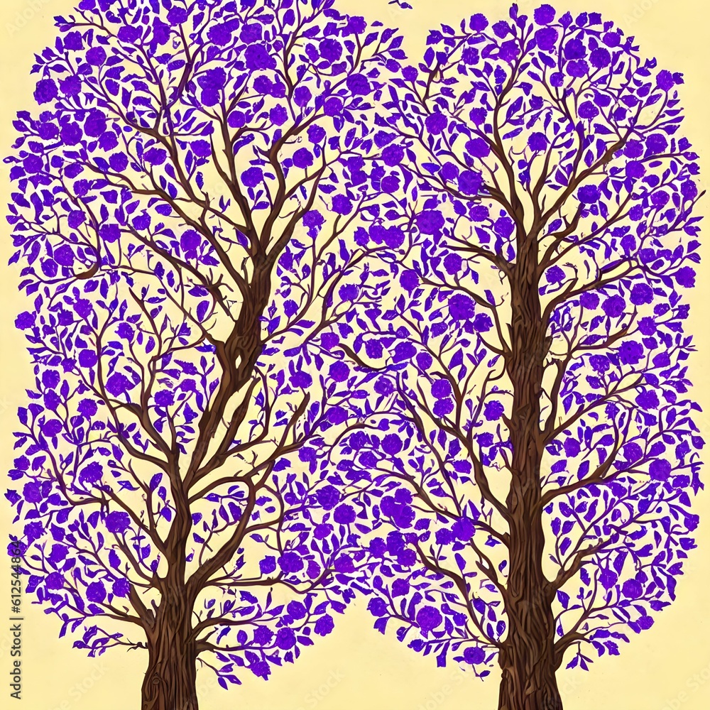 Poster beautiful ornamental pattern with trees.
