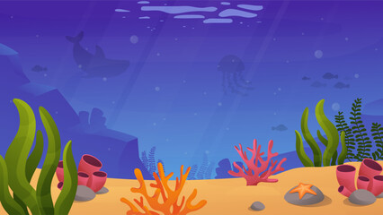 Obraz na płótnie Canvas Underwater world vector background