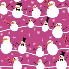 Christmas cartoon snowman seamless new year pattern for wallpaper and fabrics and textiles and packaging