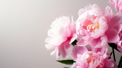 bouquet of pink peonies close-up. Generative Ai. 