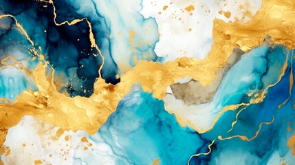 abstract background with blue yellow watercolor. Generative Ai. 