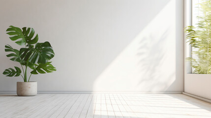 white room with tropical plant. Generative Ai. 