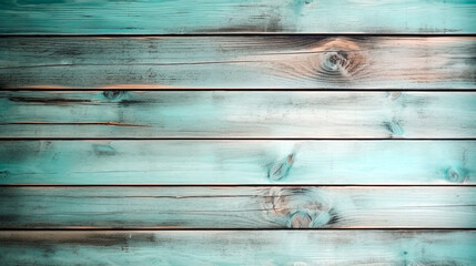 Fototapeta premium old wooden turquoise background. Generative Ai. 