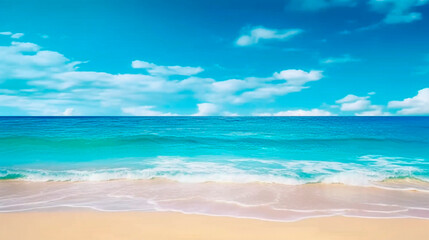 Fototapeta na wymiar beautiful landscape beach ocean and blue sky. Generative Ai. 