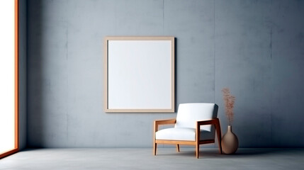 minimalist modern interior with armchair. Generative Ai. 