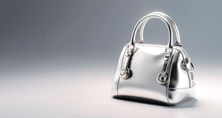 silver handbag for woman. Generative Ai. 
