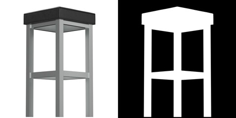 3D rendering illustration of a tall bar stool