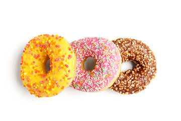 Sweet donuts on white background