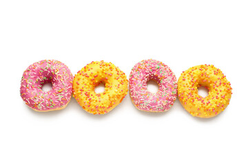 Sweet donuts on white background