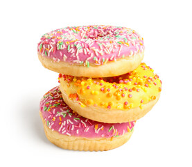 Sweet donuts on white background