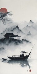 The Enchanting Charms of Chinese Art: Capturing Ships, Fog, and Houses in Paintings