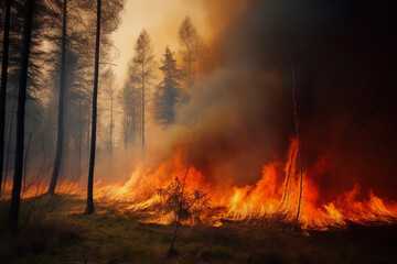 Forest fire. AI generated image.