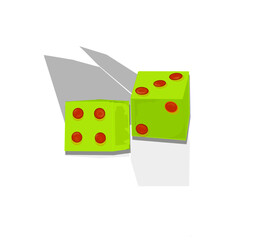 two green dice on a white background