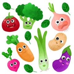 Collection Of A cute drawings vegetables.