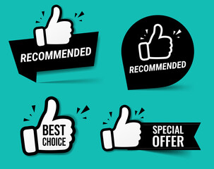 Hand Banner Recommended And Best Choice With Green Background